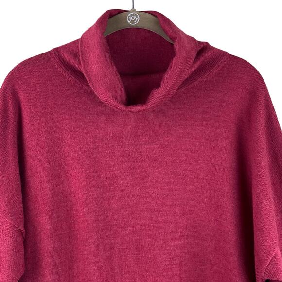 Eileen Fisher 100% Merino Wool Cowl Neck Sweater Dress Size 2X Deep Wine Red - Picture 2 of 6